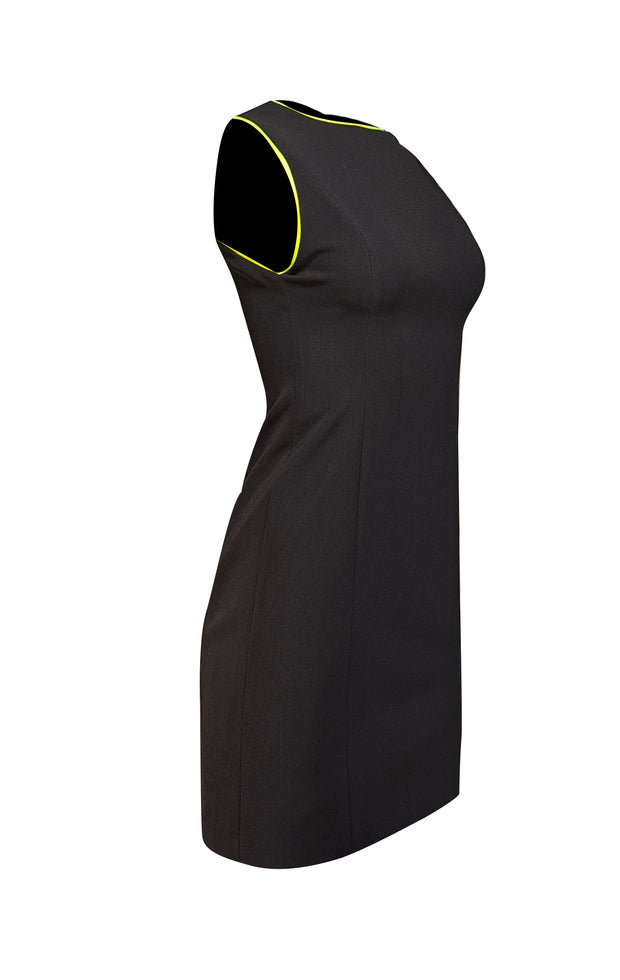 Alice & Olivia - Black Sleeveless Dress w/ Neon Trim Sz 2 - Current Boutique