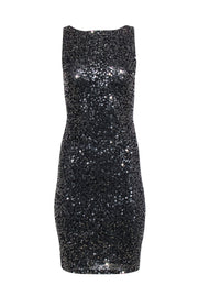 Current Boutique-Alice & Olivia - Black w/ Gunmetal Sequin Sleeveless Sheath Dress Sz 4