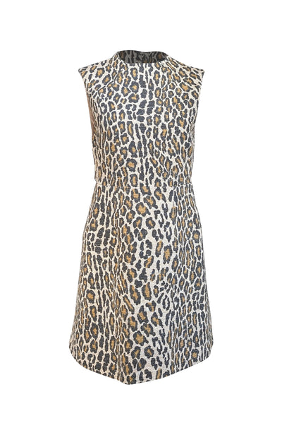 Alice & Olivia - Beige, Tan, & Brown Leopard Print Sleeveless Open-Back Dress Sz M - Current Boutique