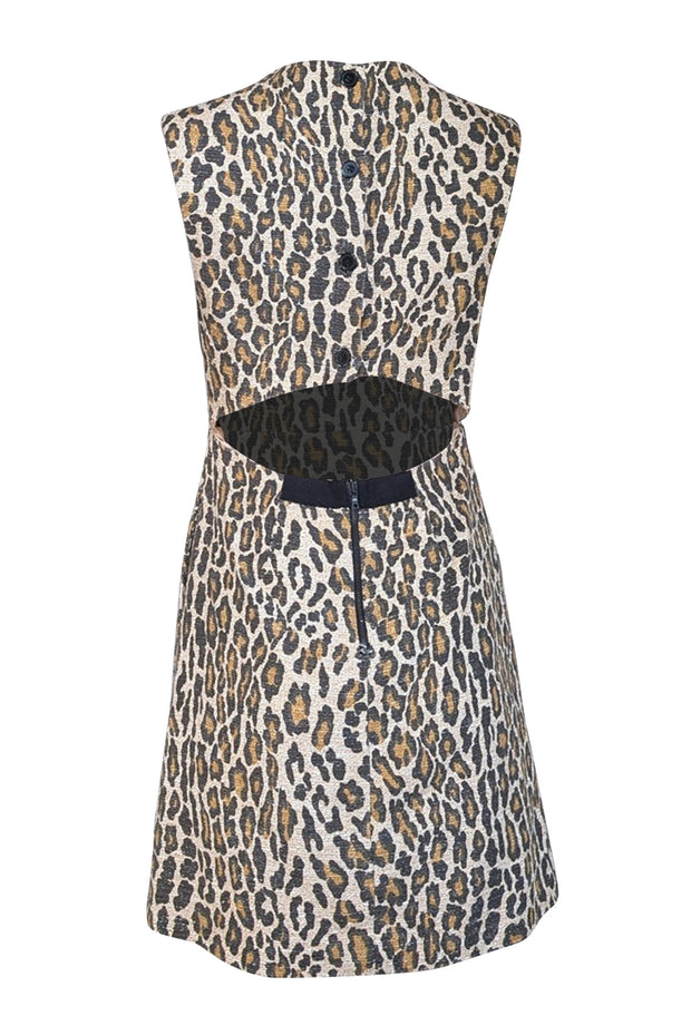 Alice & Olivia - Beige, Tan, & Brown Leopard Print Sleeveless Open-Back Dress Sz M - Current Boutique