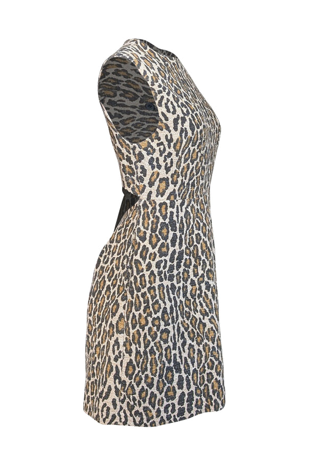 Alice & Olivia - Beige, Tan, & Brown Leopard Print Sleeveless Open-Back Dress Sz M - Current Boutique