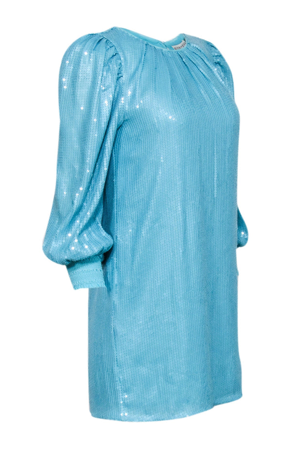 Current Boutique-Alice & Olivia - Bright Blue Sequin Crop Sleeve Shift Dress Sz S