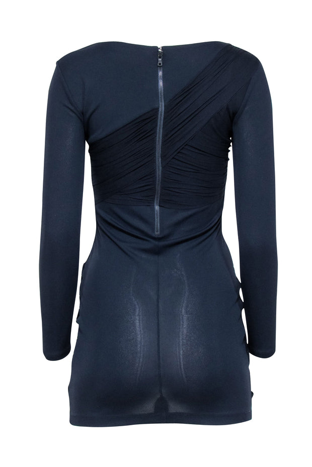 Current Boutique-Alice & Olivia - Navy Ruched Draped Bodycon Dress Sz S