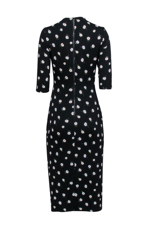 Current Boutique-Alice & Olivia - Black w/ Daisy Print Cropped Sleeve Dress Sz 10