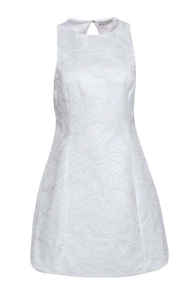 Current Boutique-Alice & Olivia - White Floral Embossed Brocade Sleeveless Dress Sz 10