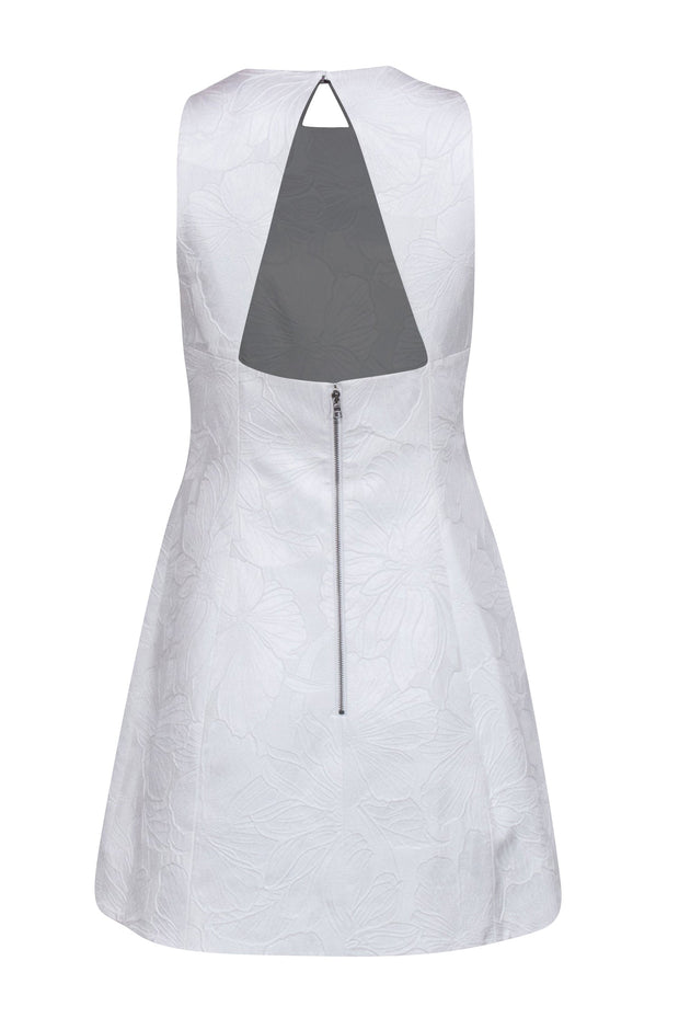 Current Boutique-Alice & Olivia - White Floral Embossed Brocade Sleeveless Dress Sz 10