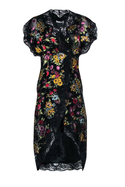 Current Boutique-Alice & Olivia - Black & Red Floral Lace Dress Sz 4