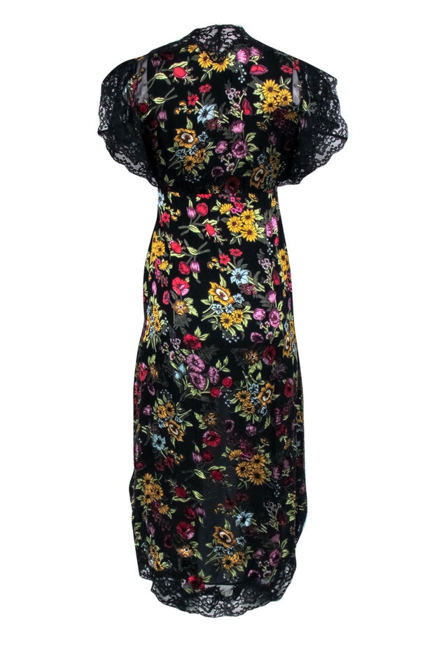 Current Boutique-Alice & Olivia - Black & Red Floral Lace Dress Sz 4
