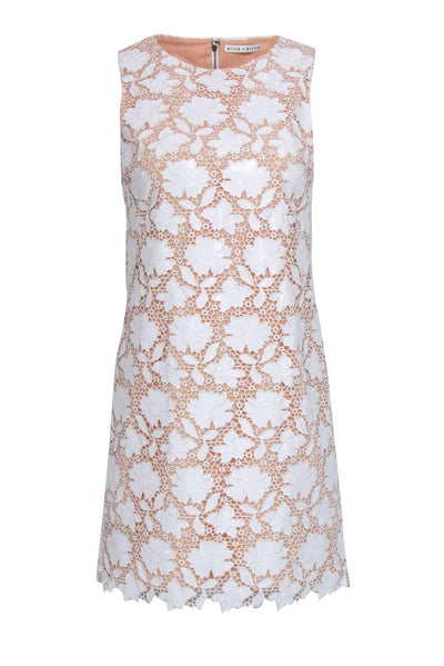 Current Boutique-Alice & Olivia - White Faux Leather Eyelet Lace Dress Sz 4