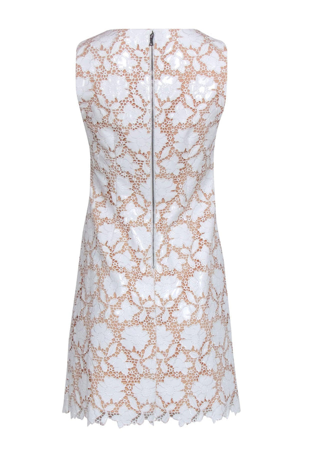 Current Boutique-Alice & Olivia - White Faux Leather Eyelet Lace Dress Sz 4