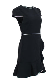Current Boutique-Alice & Olivia - Black "Kirby" Piped Ruffle Cap Sleeve Dress Sz 8