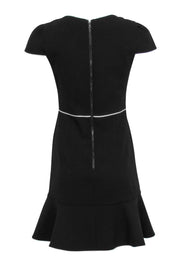 Current Boutique-Alice & Olivia - Black "Kirby" Piped Ruffle Cap Sleeve Dress Sz 8