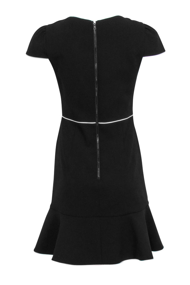 Current Boutique-Alice & Olivia - Black "Kirby" Piped Ruffle Cap Sleeve Dress Sz 8