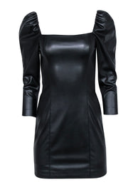Current Boutique-Alice & Olivia - Black Faux Leather Square Neck Mini Dress Sz 4