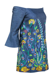 Current Boutique-Alice & Olivia - Chambray Mini Dress w/ Floral Embroidery Sz XS
