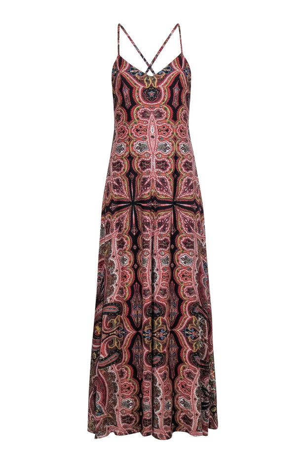 Current Boutique-Alice & Olivia - Red Multicolor Paisley Print "Alves" Maxi Dress Sz 4