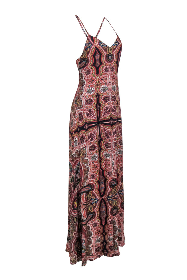 Current Boutique-Alice & Olivia - Red Multicolor Paisley Print "Alves" Maxi Dress Sz 4