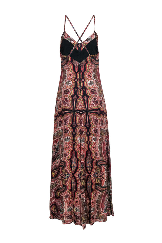 Current Boutique-Alice & Olivia - Red Multicolor Paisley Print "Alves" Maxi Dress Sz 4