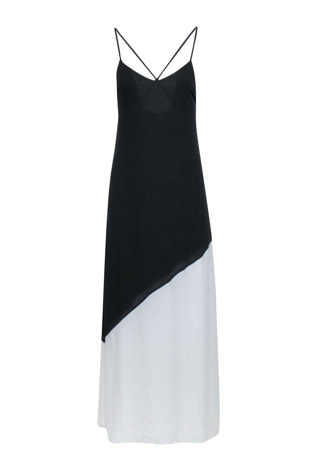 Current Boutique-Alice & Olivia - Black & Ivory Color Block Sleeveless Maxi Dress Sz 2