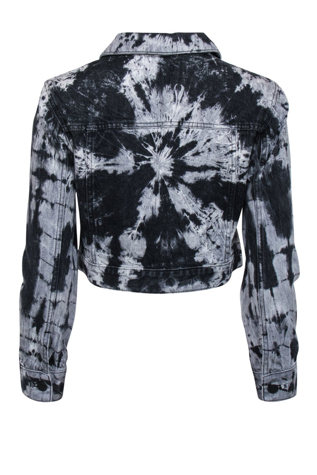 Current Boutique-Alice & Olivia - Black & Grey Acid Wash Cropped Jean Jacket Sz XS