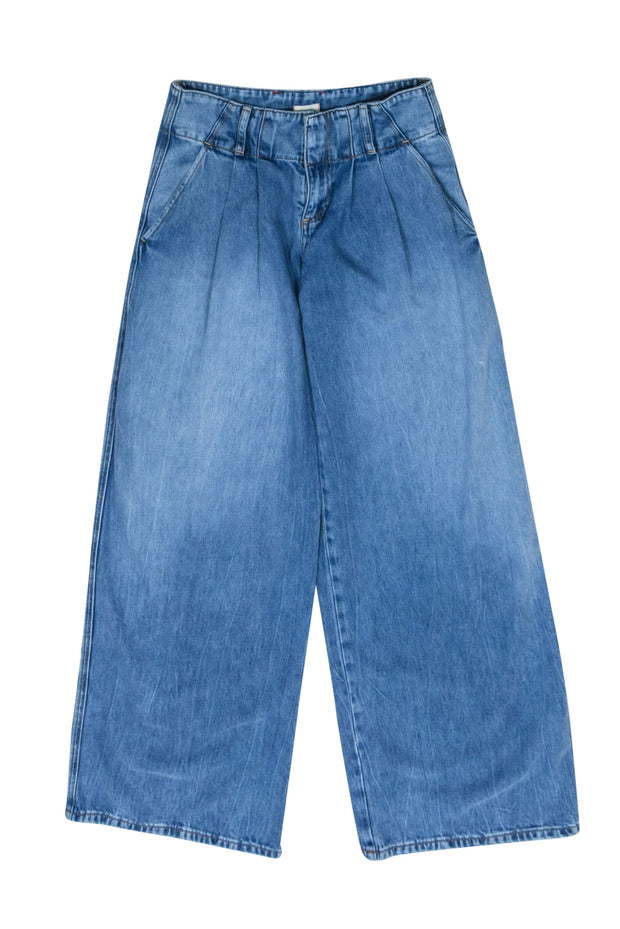 Current Boutique-Alice & Olivia - Medium Wash Pleated Wide Leg Jeans Sz 4