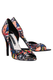 Current Boutique-Alice & Olivia - Blue & Multi Color Butterfly Print Open Toe Pumps Sz 9
