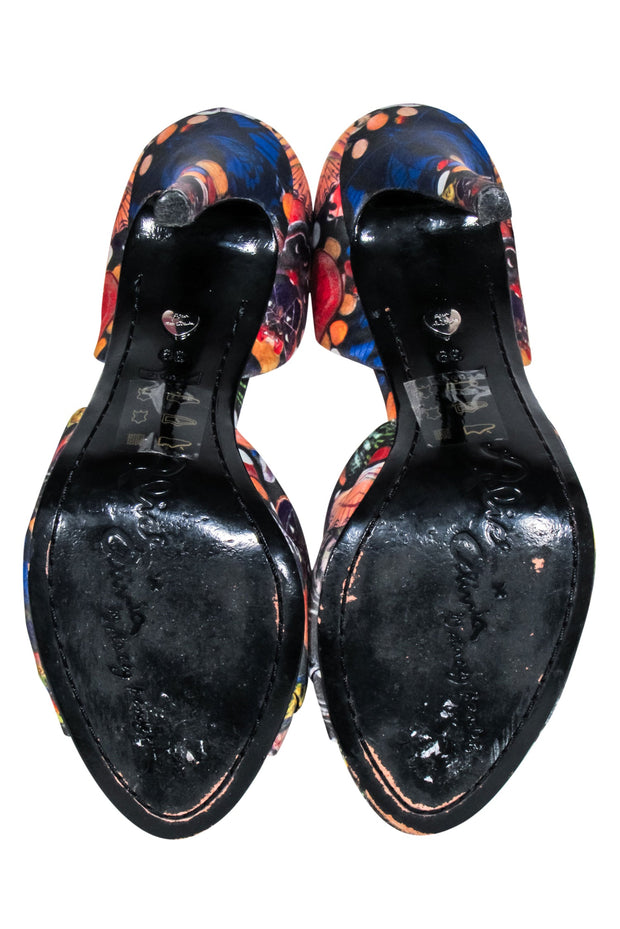 Current Boutique-Alice & Olivia - Blue & Multi Color Butterfly Print Open Toe Pumps Sz 9