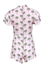 Current Boutique-Alice & Olivia - Pink & White Striped Palm Tree Print Romper Sz 0