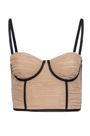 Current Boutique-Alice & Olivia - Beige Tulle Ruched Buster w/ Black Trims Sz 0