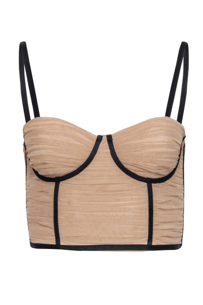 Current Boutique-Alice & Olivia - Beige Tulle Ruched Buster w/ Black Trims Sz 0