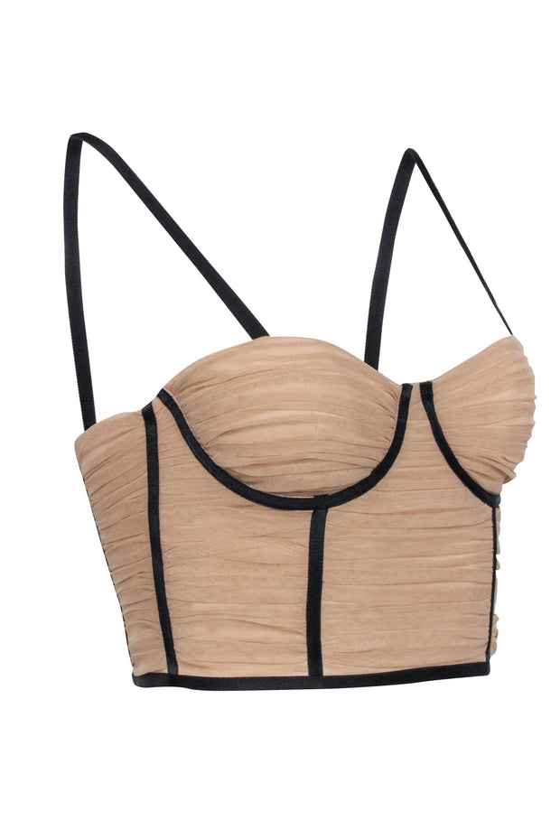 Current Boutique-Alice & Olivia - Beige Tulle Ruched Buster w/ Black Trims Sz 0