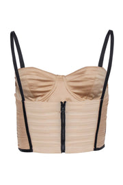 Current Boutique-Alice & Olivia - Beige Tulle Ruched Buster w/ Black Trims Sz 0