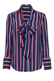 Current Boutique-Alice & Olivia - Blue, Red, & White Pinstripe Long Sleeve Blouse Sz M
