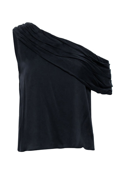 Current Boutique-Alice & Olivia - Black Sleeveless One Shoulder Top Sz S