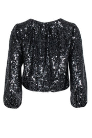 Current Boutique-Alice & Olivia - Black Sequin Long Sleeve Top Sz XS