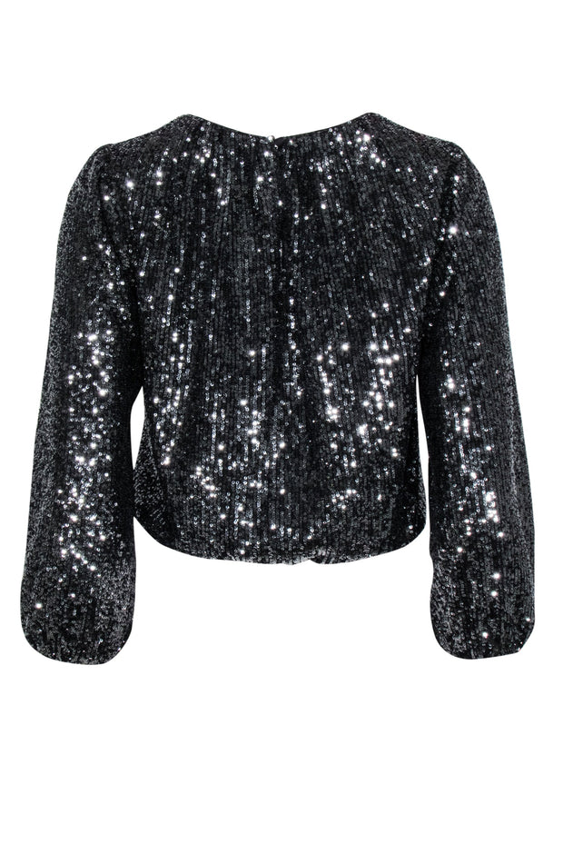 Current Boutique-Alice & Olivia - Black Sequin Long Sleeve Top Sz XS