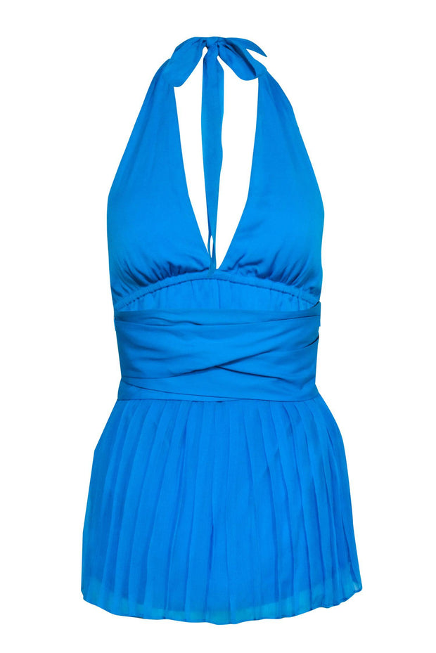 Current Boutique-Alice & Olivia - Teal Blue Silk Halter Top Sz XS