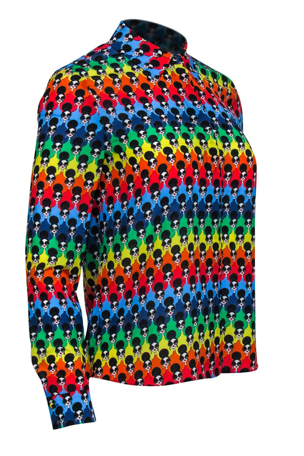 Current Boutique-Alice & Olivia - Multi Color Rainbow Print Button Down Shirt Sz XS