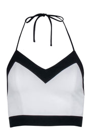 Current Boutique-Alice & Olivia - White w/ Black Trime Hlater Crop Top Sz XS