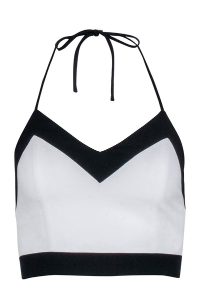 Current Boutique-Alice & Olivia - White w/ Black Trime Hlater Crop Top Sz XS
