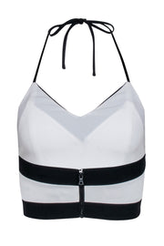 Current Boutique-Alice & Olivia - White w/ Black Trime Hlater Crop Top Sz XS