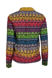 Alice & Olivia - Rainbow Stace Face Printed Silk Blouse Sz XS - Current Boutique
