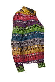 Alice & Olivia - Rainbow Stace Face Printed Silk Blouse Sz XS - Current Boutique