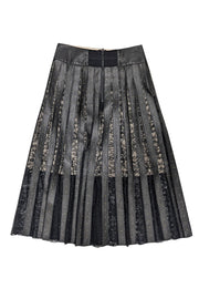 Current Boutique-Alice & Olivia - Black Leather & Lace Studded Skirt Sz 0