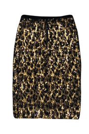 Current Boutique-Alice & Olivia - Gold & Black Leopard Pattern Sequin Skirt Sz 0