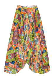 Current Boutique-Alice & Olivia - Yellow & Multicolor Striped Pleated Chiffon Maxi Skirt Sz 0