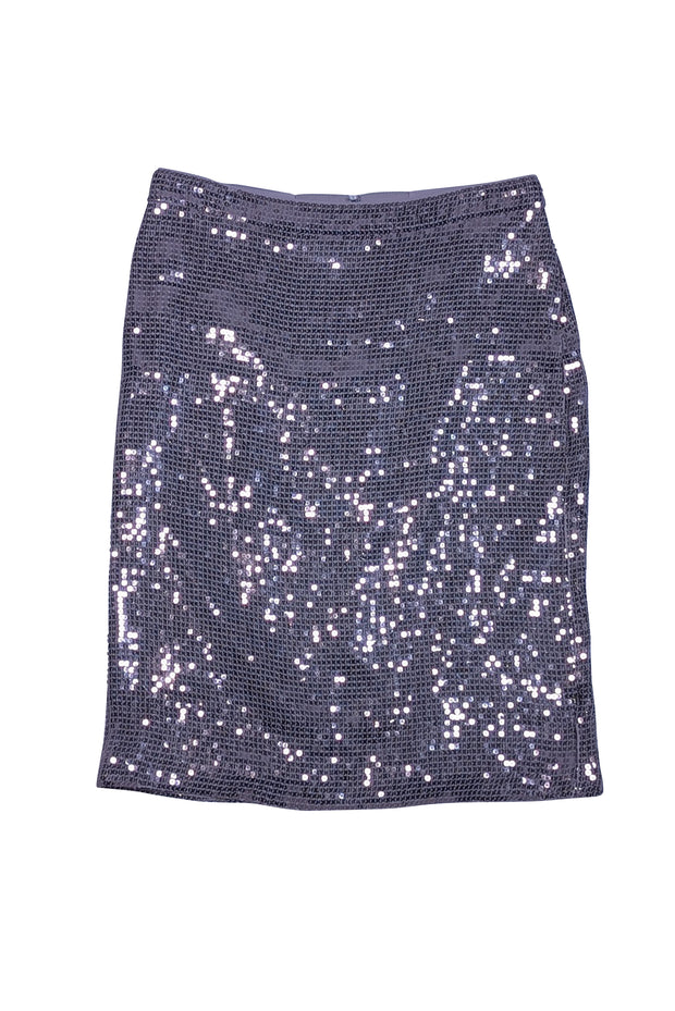 Alice & Olivia - Grey Sequined Pencil Skirt Sz 8 - Current Boutique