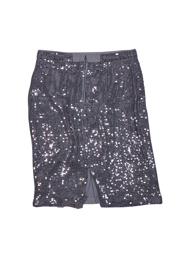 Alice & Olivia - Grey Sequined Pencil Skirt Sz 8 - Current Boutique