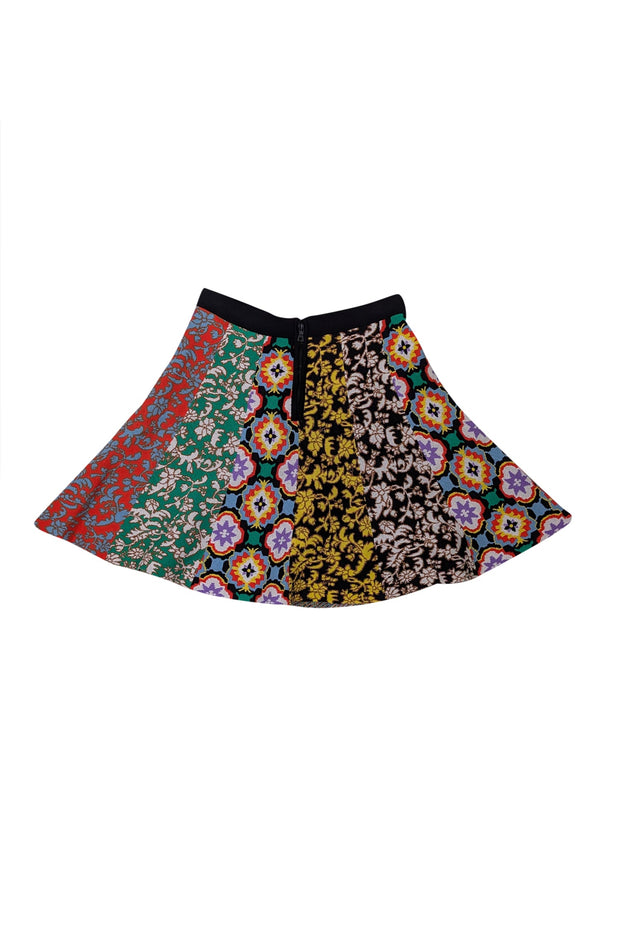 Current Boutique-Alice & Olivia - Black & Multicolor Patterned Knit Mini Skirt Sz XS