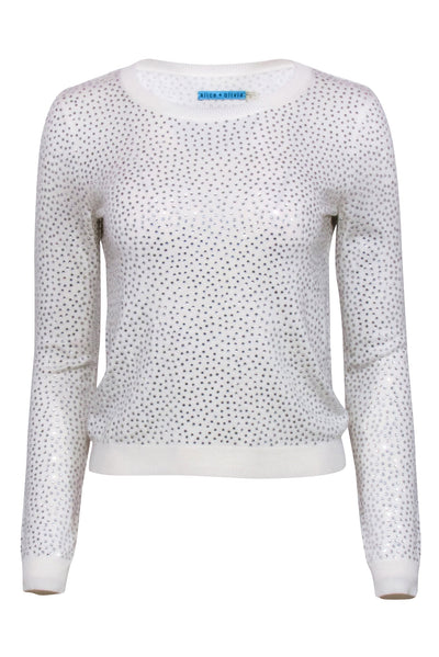 Current Boutique-Alice & Olivia - Ivory Rhinestone Crewneck Sweater Sz S